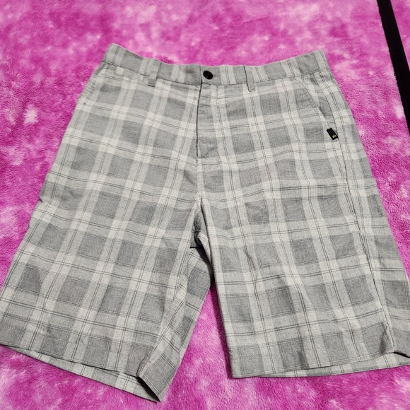 Quiksilver Other - Quiksilver‎ Board Shorts Men's 32 Plaid Gray Regular Fit Button Zip Closure